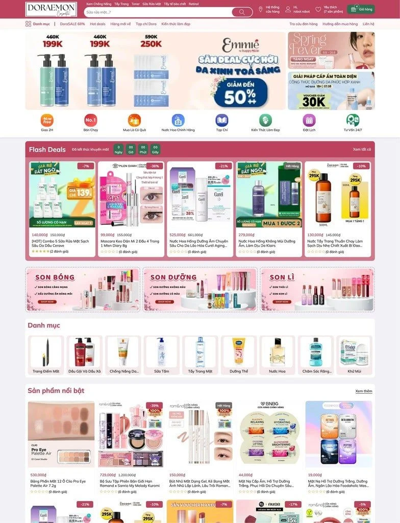 Theme mỹ phẩm Dora Cosmetic
