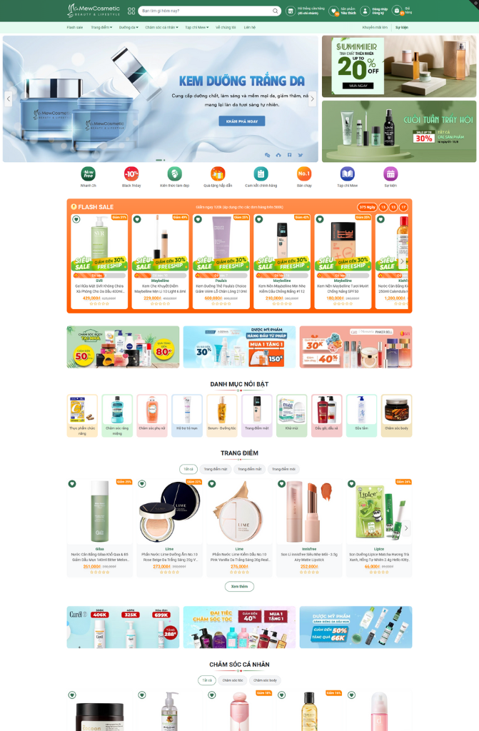 Theme mỹ phẩm Mew Cosmetics
